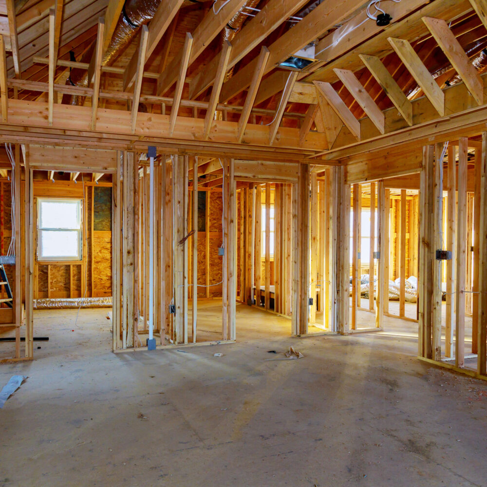Framing beam of new house under construction home beam construction